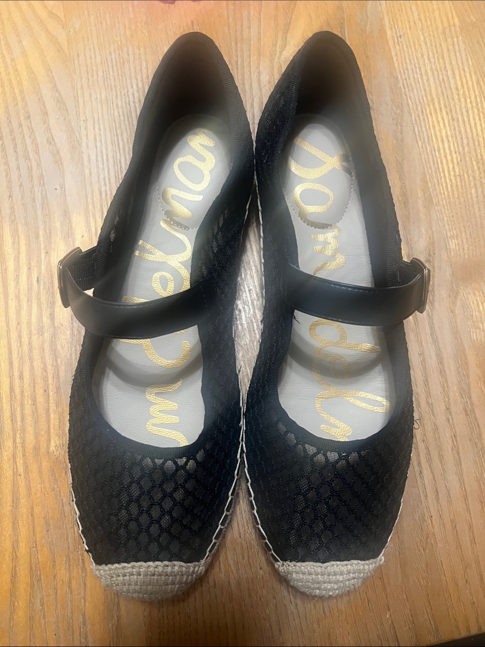 Sam Edelman Black Mesh Espadrille Mary Jane Flats